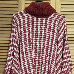 NWT Red/White Fringe Cloth Poncho